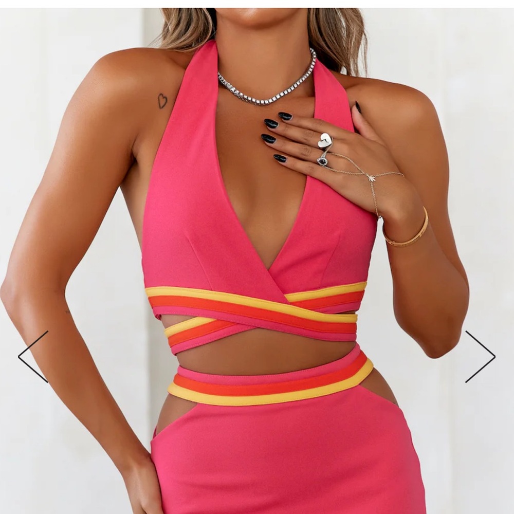 Hello molly pink crop top deep v